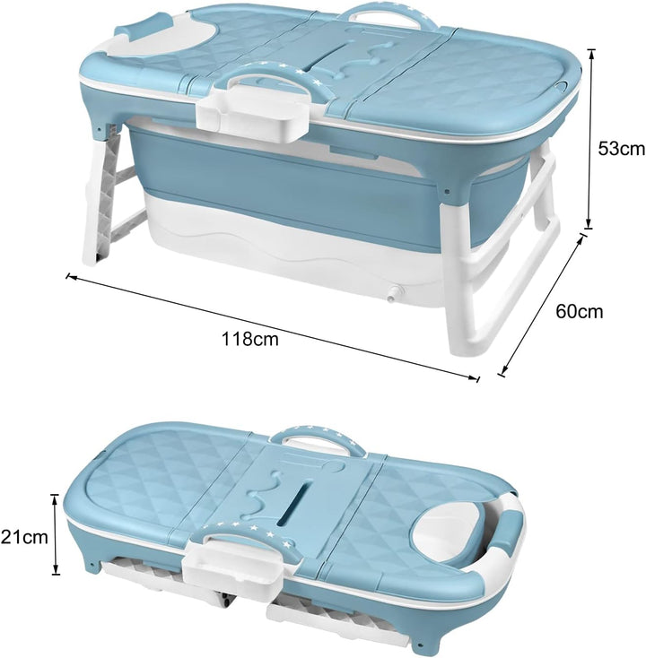 SUBTLETY Faltbare Badewanne Erwachsene Tragbare Klappbadewanne mit Abdeckung Seifenkorb & Griff Wann
