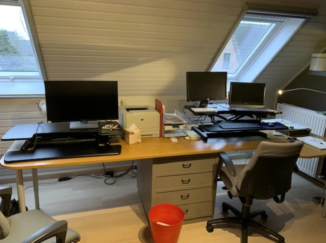 UPdesk Cross - Höhe 12-50,5 cm - Breite 41,5 x 88 cm - Schreibtisch Erhöhung - Höhenverstellbar - El