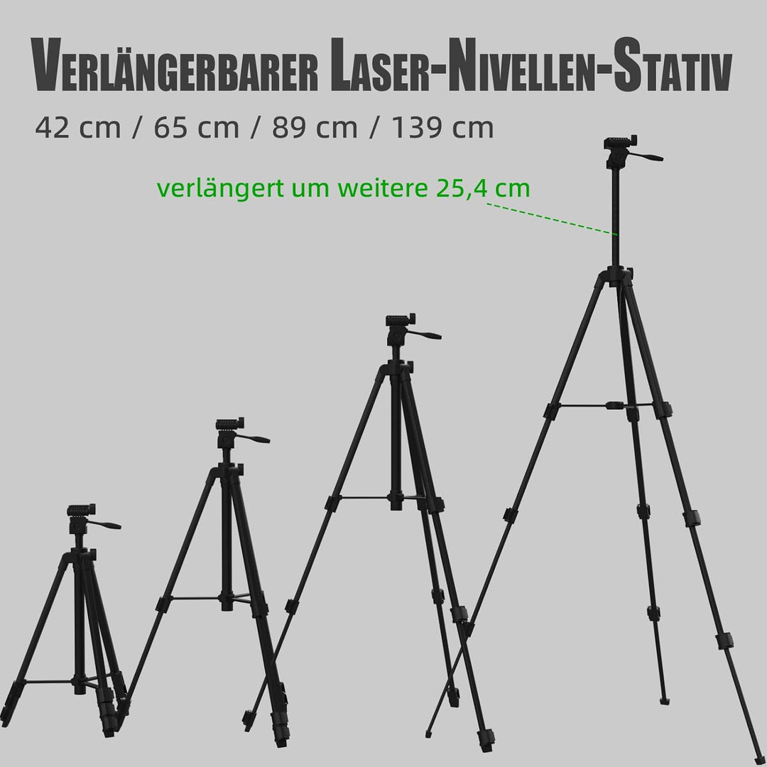 Aluminium-Stativ für Laser-Nivellierung mit 137 cm Höhe und 0,54 kg leicht, mit Blasenniveau, Schnel