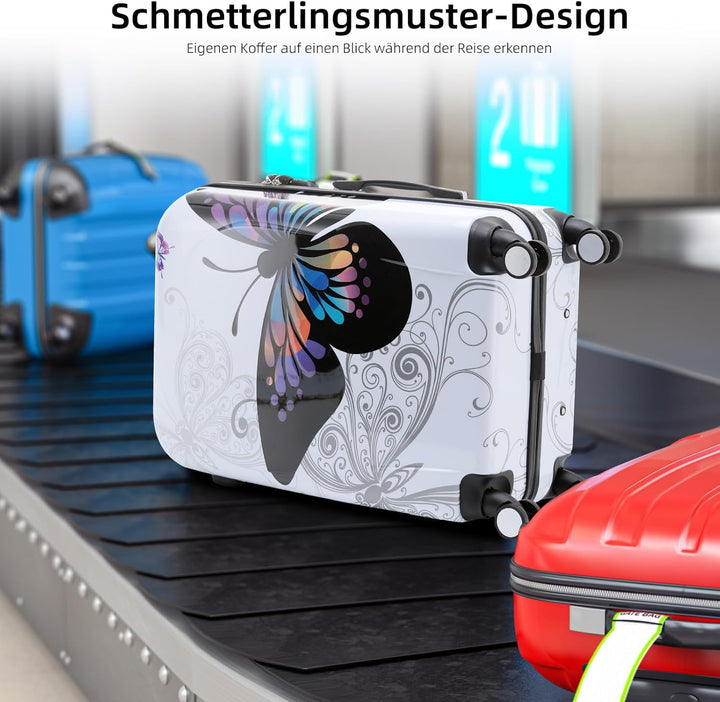 BEIBYE Reisekoffer Hartschalen Hardcase Trolley Zahlenschloss Polycarbonat Set-XL-L-M- Beutycase (Bu