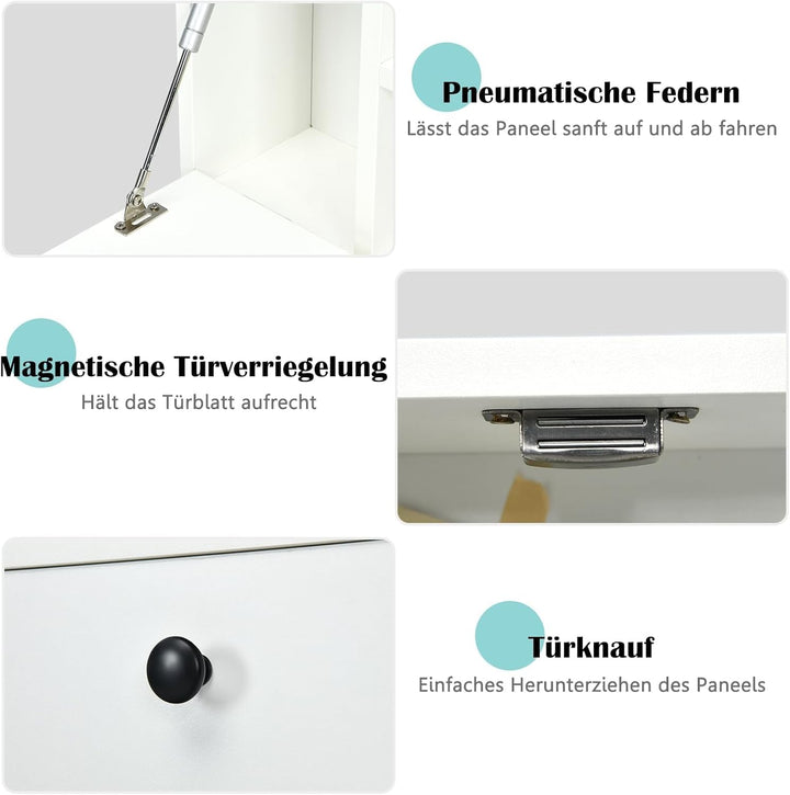 FANTASK Schreibtisch, klappbarer Computertisch mit Ablagefächern & Schublade, Wandklapptisch, Wandti