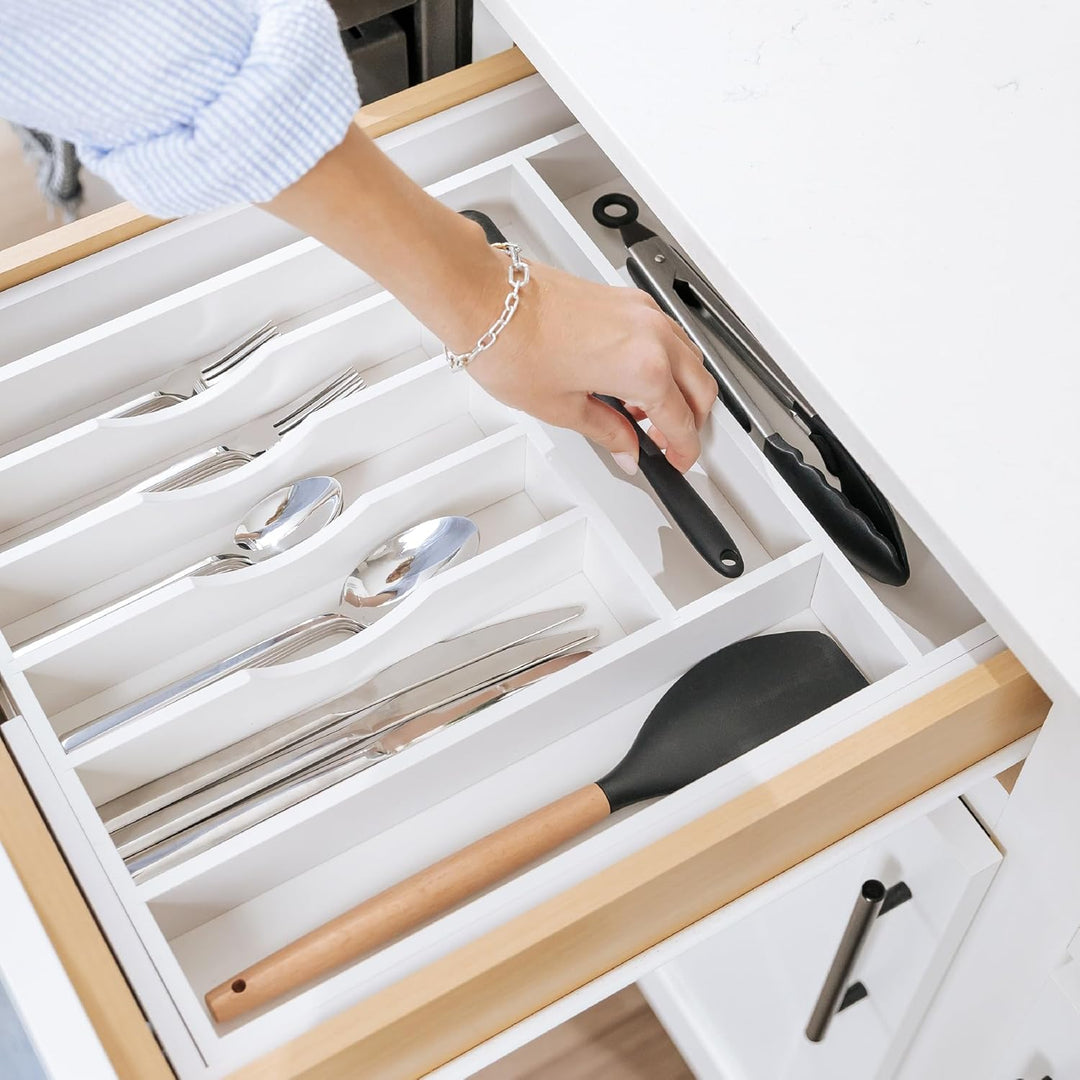 KitchenEdge Hochwertiger Besteck- und Utensilien-Organizer für Küchenschubladen, erweiterbar 38,1 bi