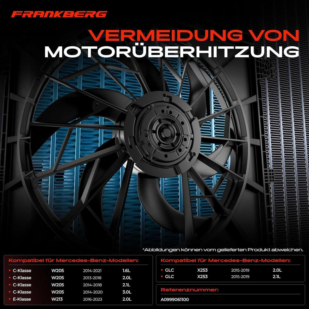 Kühlerlüfter Ventilator Motorkühlung für C-Klasse W205 E-Klasse W213 GLC X253 400W 2013-2019 A099906