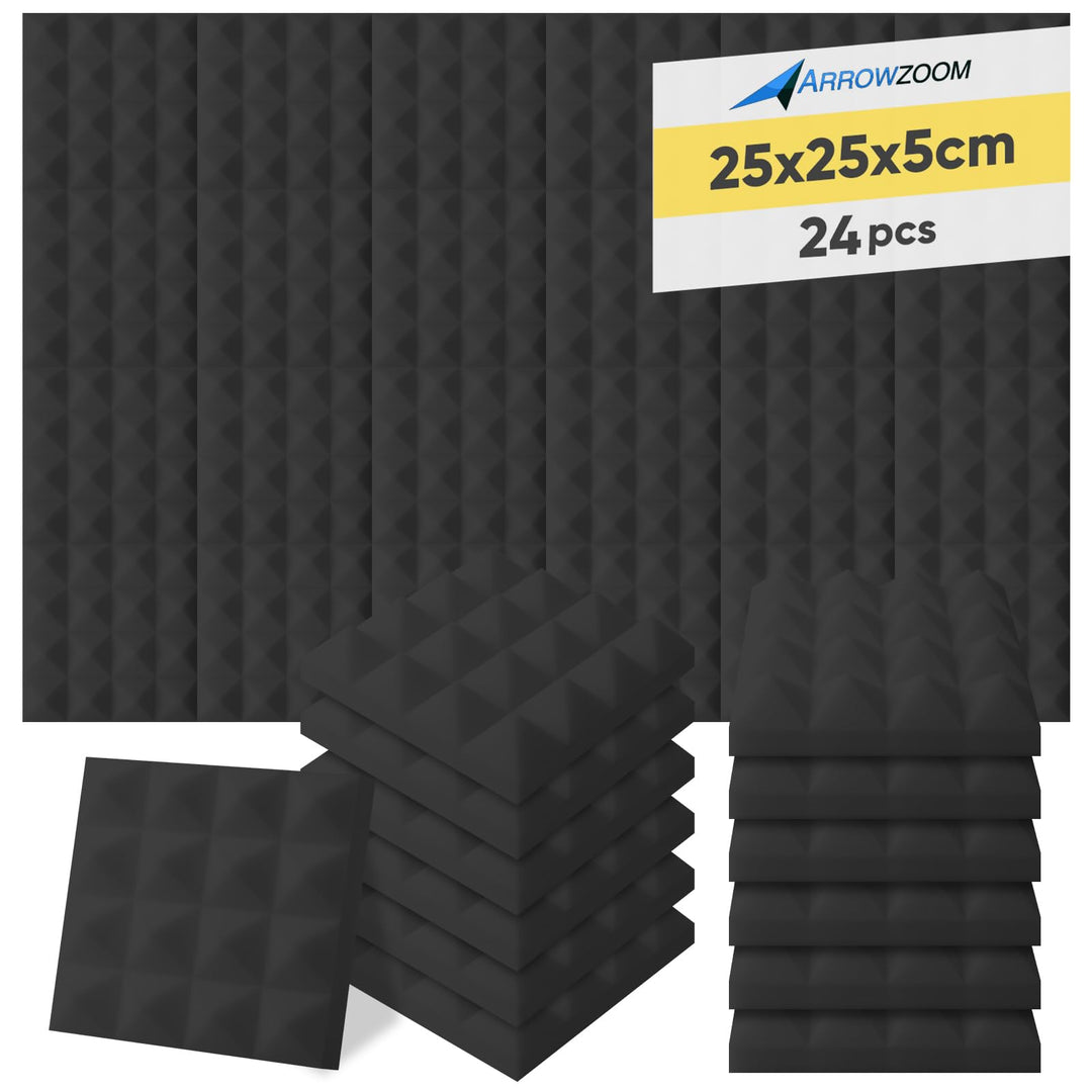 Arrowzoom 24 Akkustik Platten Akkustikschaumstoffmatten Akustikschaumstoff 25x25x5cm Fliesen Dämmung