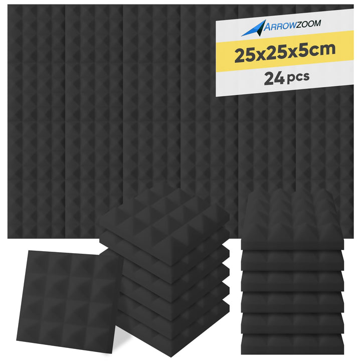 Arrowzoom 24 Akkustik Platten Akkustikschaumstoffmatten Akustikschaumstoff 25x25x5cm Fliesen Dämmung