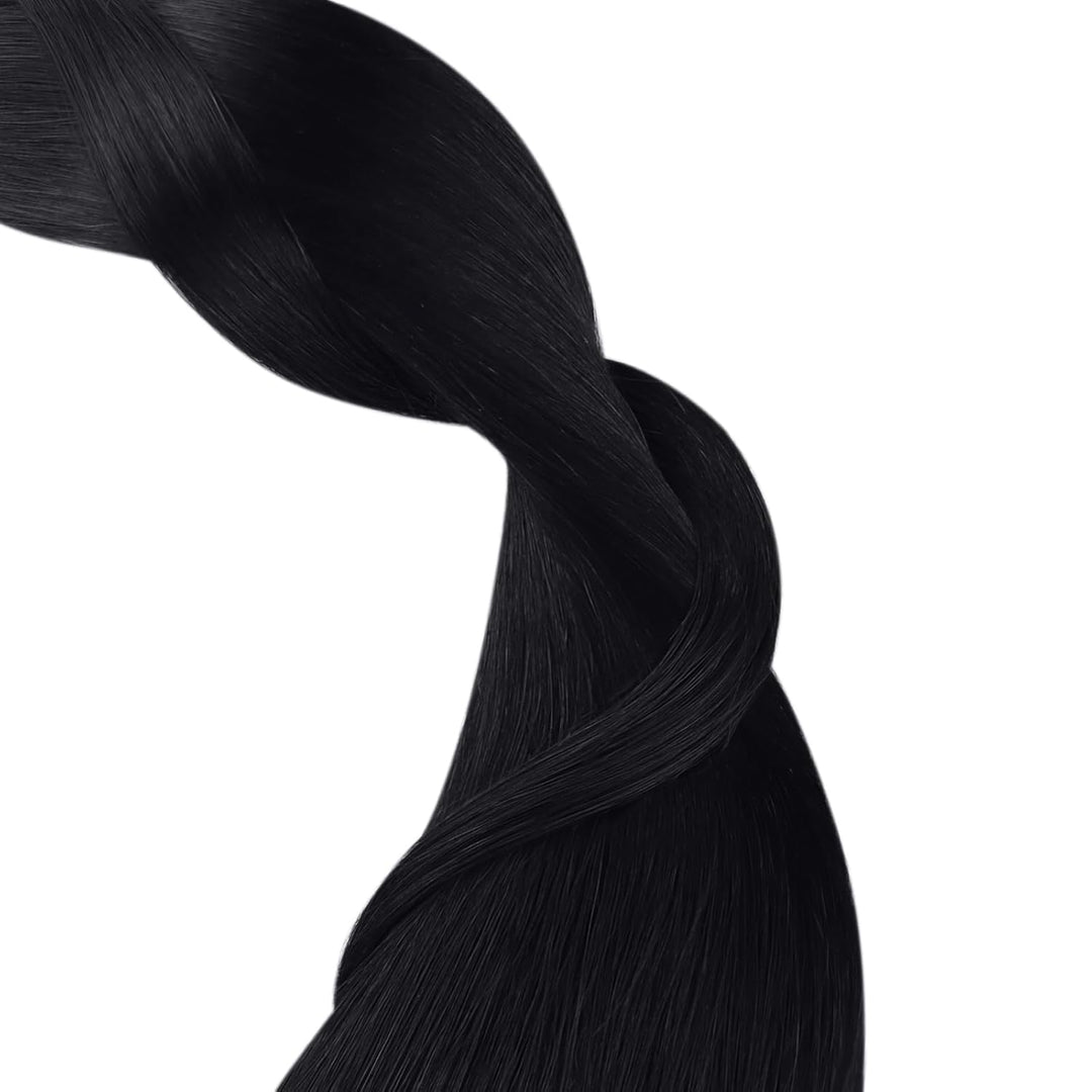 YoungSee Tape Extensions Echthaar Schwarz 45cm Echthaar Extensions Tape Schwarz Tape in Extensions S