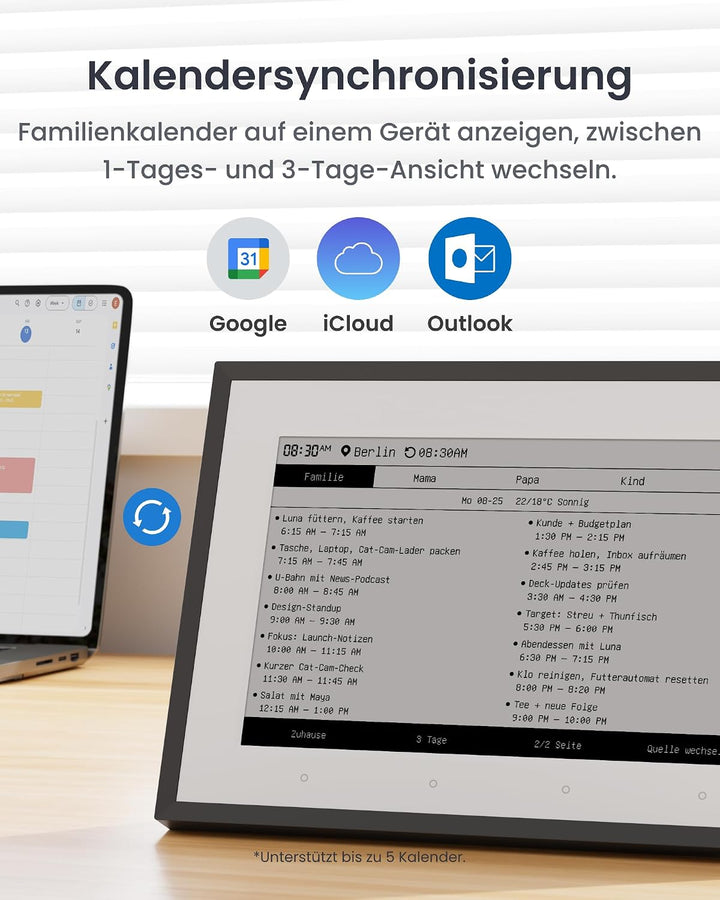 SwitchBot Smartes E-Ink-Home-Dashboard, 7,5" kabelloser Monitor für Innen-/Aussentemperatur und Luft
