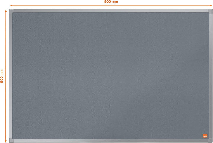 Nobo Filz-Notiztafel, 60 x 90 cm, Aluminiumrahmen, Traditionelle Eckmontage, Grau, Essence-Serie, 19