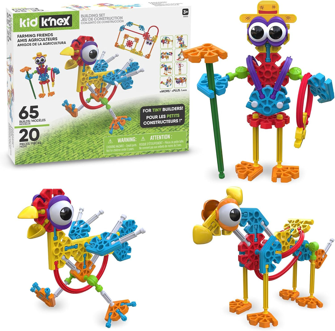 Basic Fun 85052 Kid K'NEX Farmin' Friends 20 Model Building Set 61pc