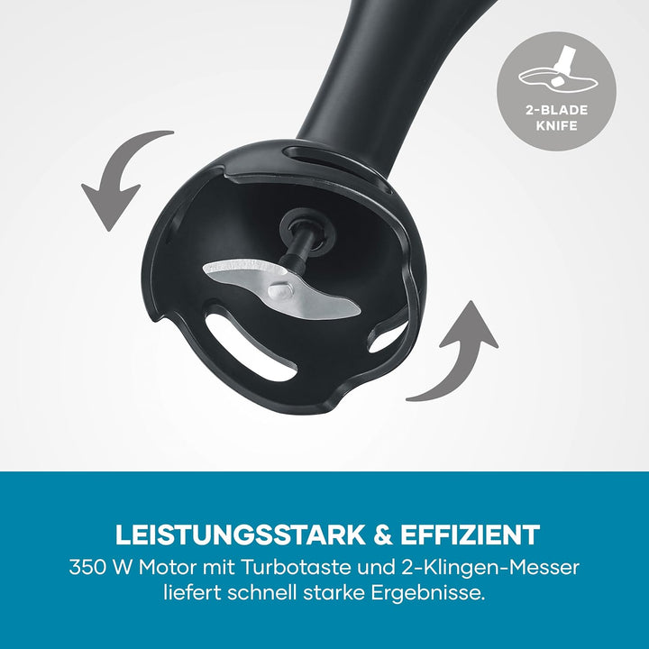 Severin 4-in-1 Stabmixer inkl. 700ml Mix- & Messbecher, Schneebesen, Zerkleineraufsatz, Mixstab, abn
