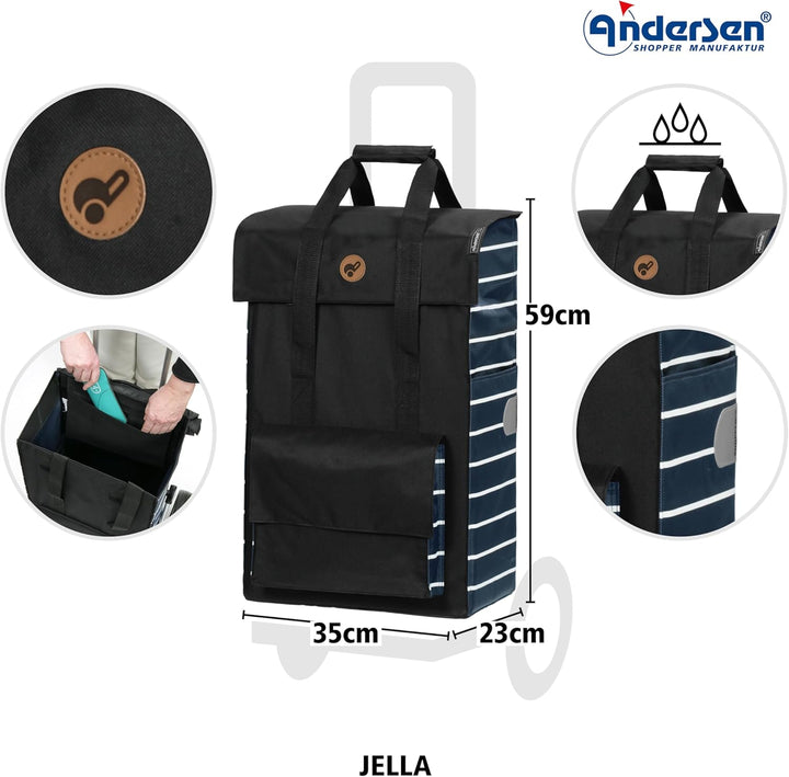 Andersen Einkaufstrolley Ersatztasche - 51 Liter - Seiten- & Fronttasche - Tragegriff - extra Innenf