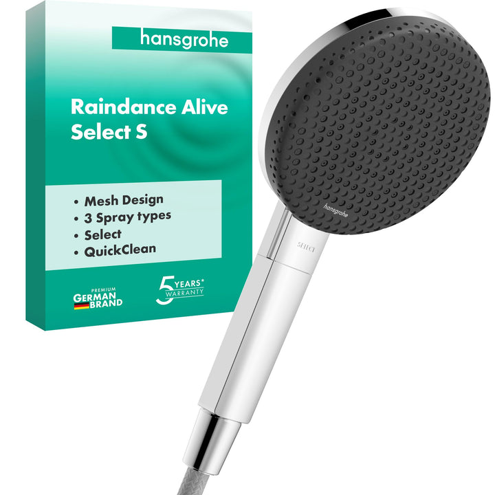 hansgrohe Raindance Alive Select S - Duschkopf, Handbrause mit 3 Strahlarten (inkl. PowderRain), run