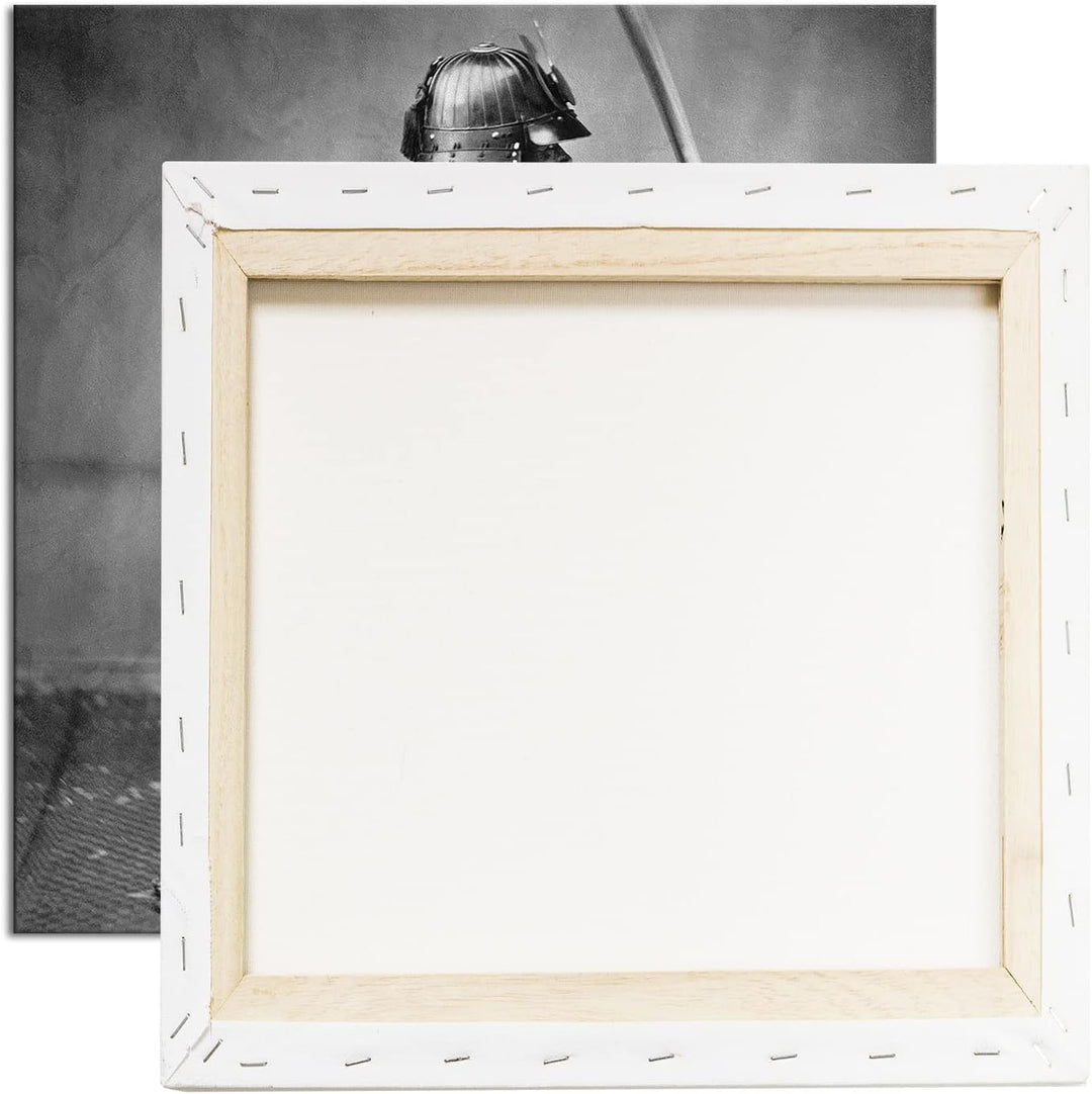 kampfbereiter Samurai-Krieger Format: 60x60 als Leinwandbild, Motiv fertig gerahmt auf Echtholzrahme