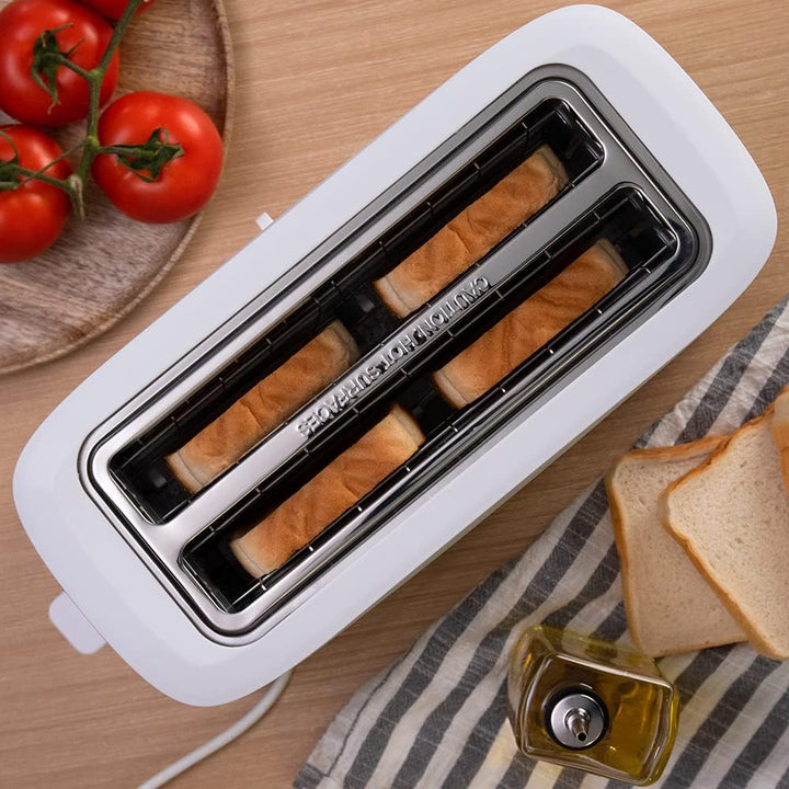 Cecotec Toaster Toast&Taste 9000 Doppel White aus Plastik mit 2 extra breiten kurzen Schlitzen Weiss