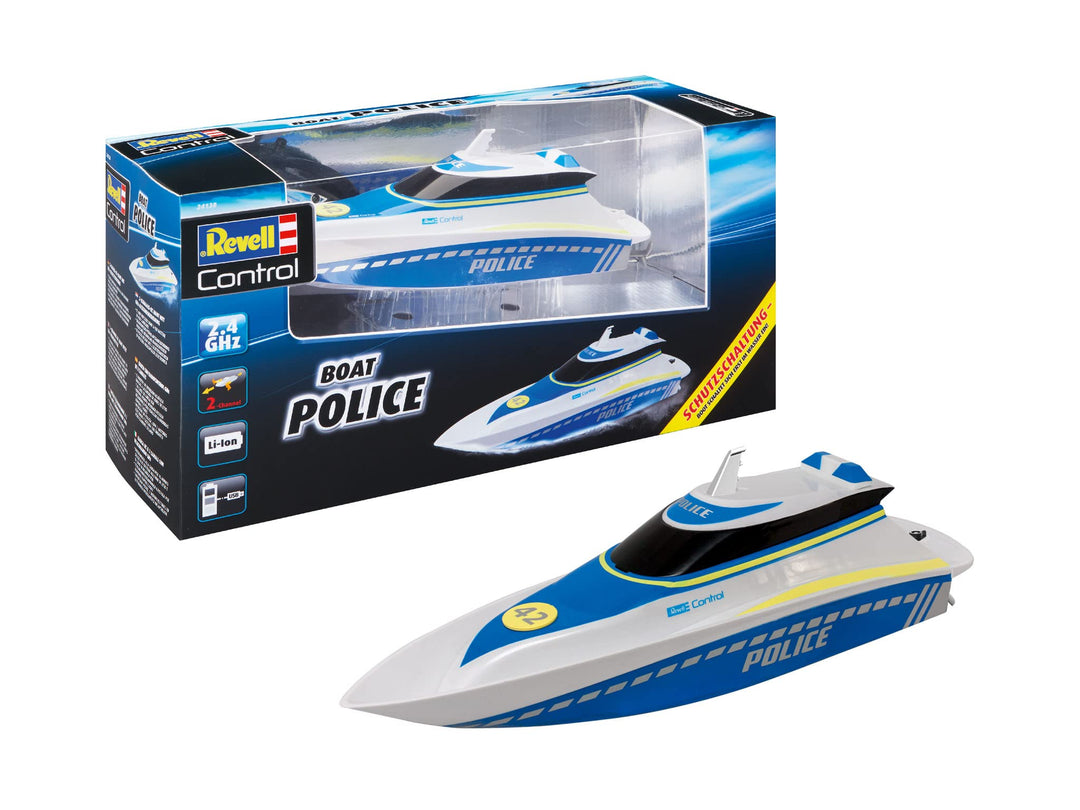 Revell Control 24138 RC Polizeiboot, mit wasserdichter Elektronik und integriertem LI-Ion-Akku Koffe