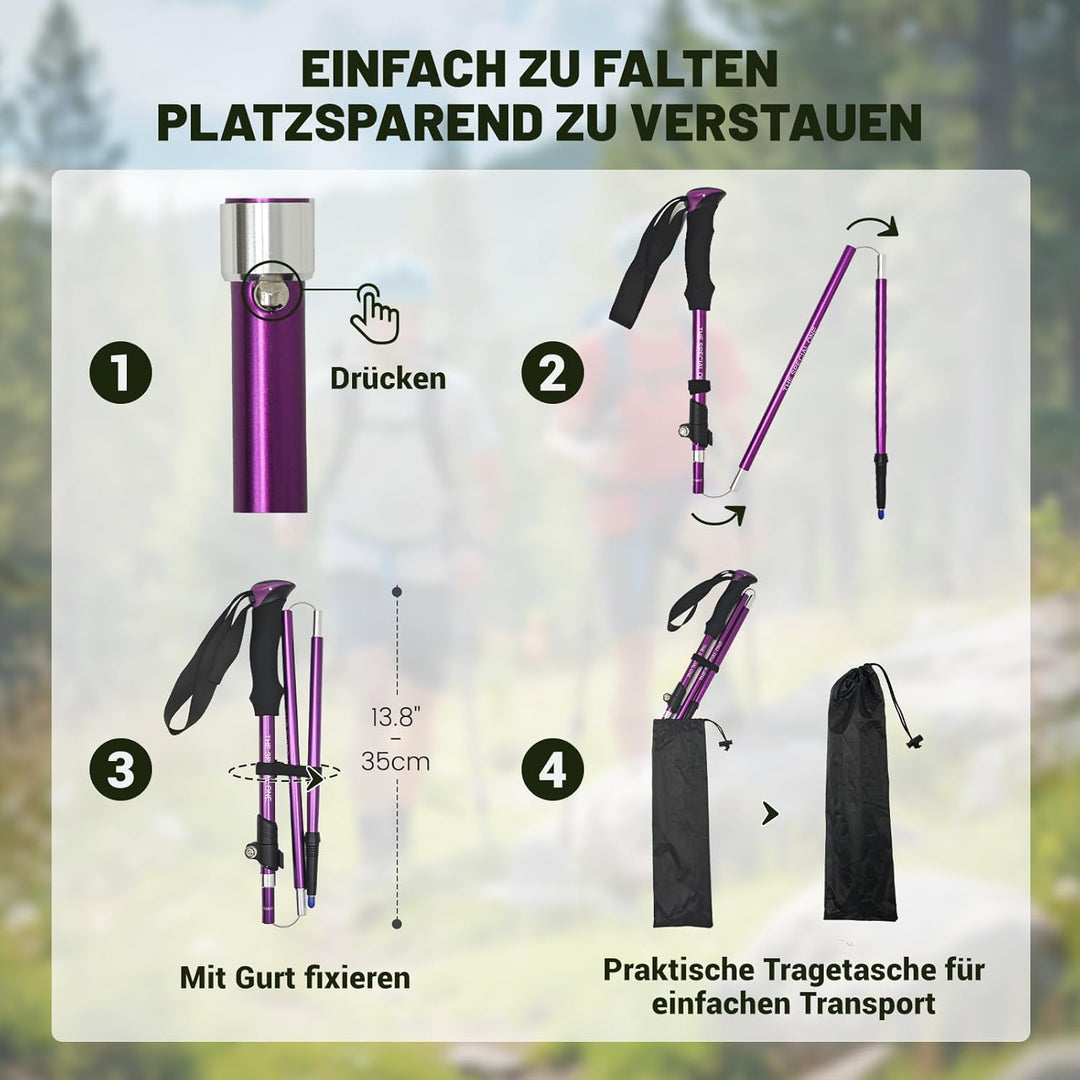Nordic Walking Stöcke für Damen und Herren, 2PC wanderstöcke teleskop faltbar, Hochwertige Walking S