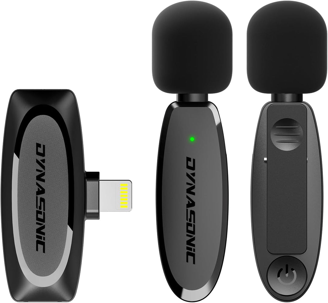 DYNASONIC DM-Pro Kabellose Lavalier-Mikrofone für iPhone, 2. Generation, 2 Stück, Mobile (2,4 GHz),