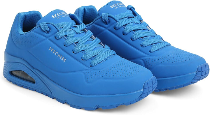 Skechers Damen Uno Stand On Air Sneaker 39 EU Blaues Durabuck Mesh, 39 EU Blaues Durabuck Mesh