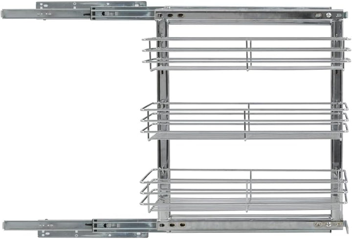 INLIFE 3-stufiger Ausziehbarer Küchen-Drahtkorb Silbern 47x25x56 cm,6.7kg,50969