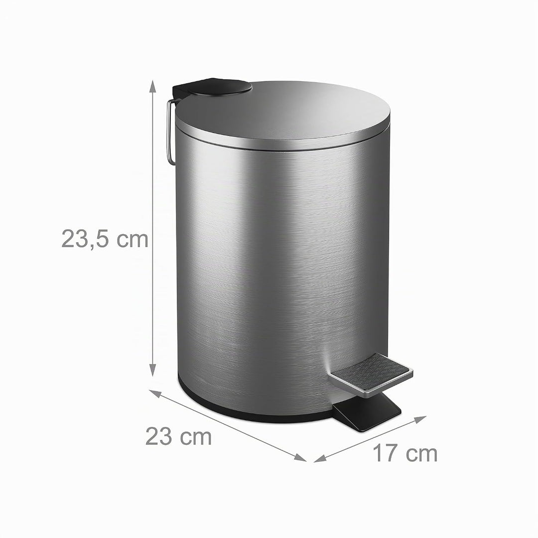Relaxdays Kosmetikeimer, 3 Liter, Absenkautomatik, entnehmbarer Inneneimer, Edelstahl, Bad Mülleimer