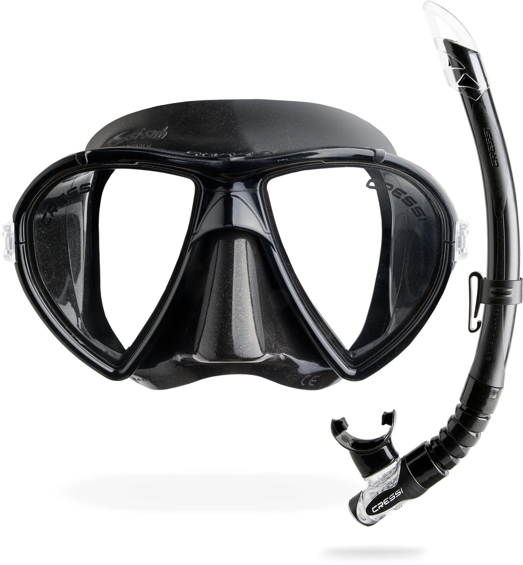 Cressi Tauchmaske Ocean Schnorchelset Schwarz/Schwarz, Schnorchelset Schwarz/Schwarz