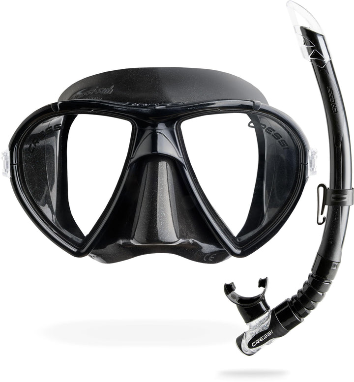 Cressi Tauchmaske Ocean Schnorchelset Schwarz/Schwarz, Schnorchelset Schwarz/Schwarz