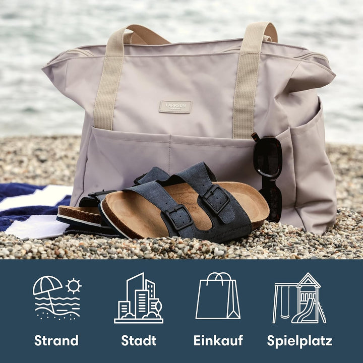 LARKSON Strandtasche Damen &amp; Herren - Linn - Grosse Beach Bag für Strand, Schwimmbad, Pool - Tote Ba