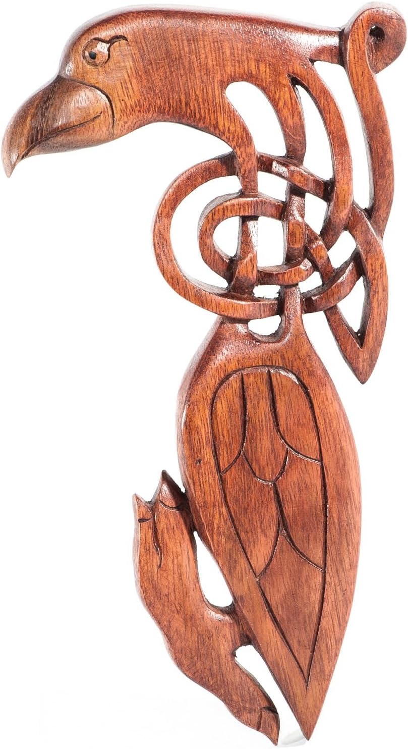 Windalf Celtic Holzbild Caila 24 cm Keltischer Rabe Holzornament Keltischer Knoten Wandornament Skan