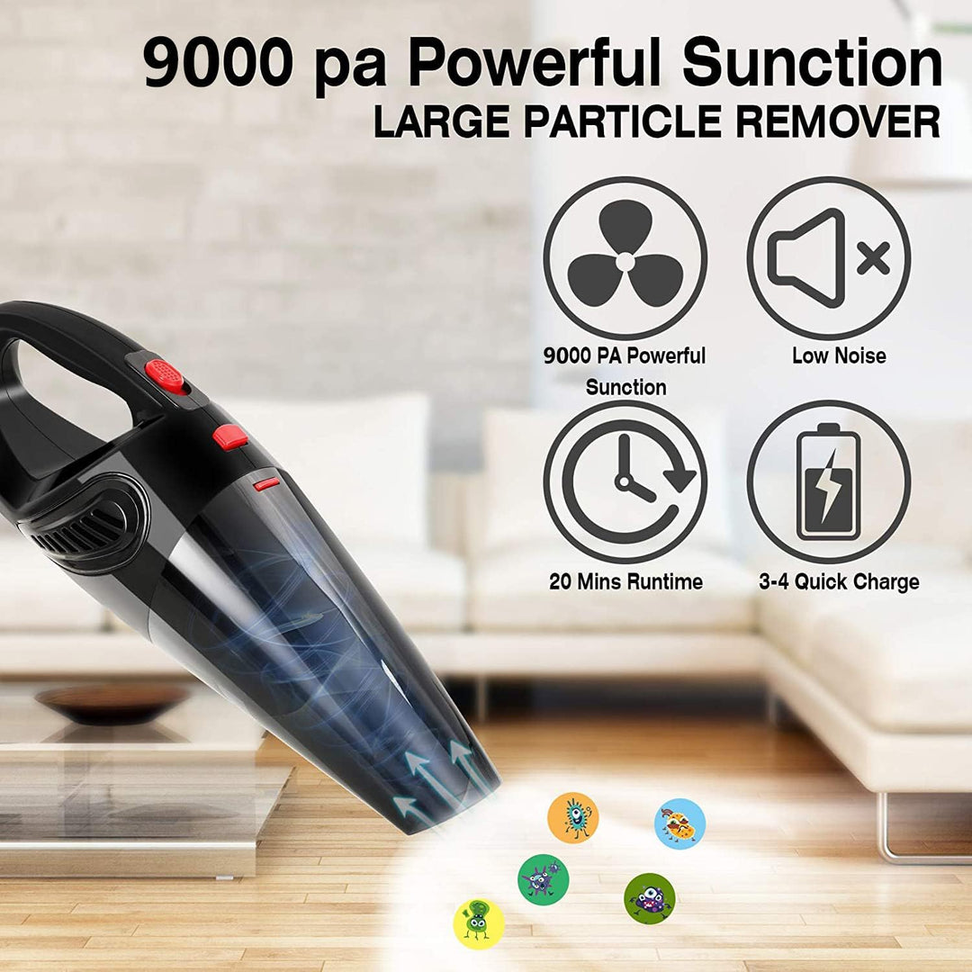 Handstaubsauger, Kabellos Handstaubsauger Akku, 9000PA Mini Autostaubsauger USB Aufladbar Tragbar Le