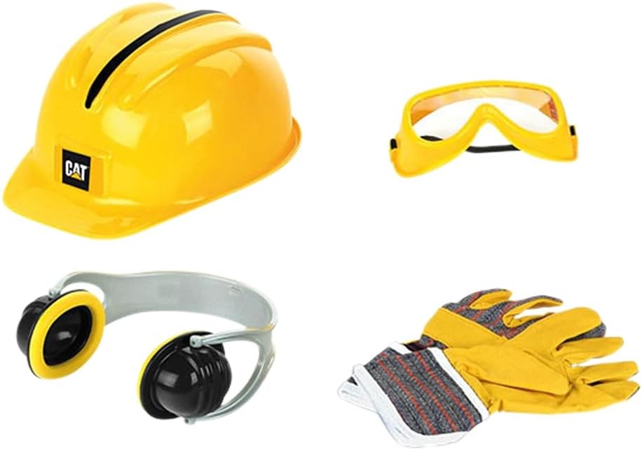 Klein Theo 3224 CAT Bauarbeiterweste | Mit Helm, Handschuhen, Brille und Ohrenschützern | Schutzwest