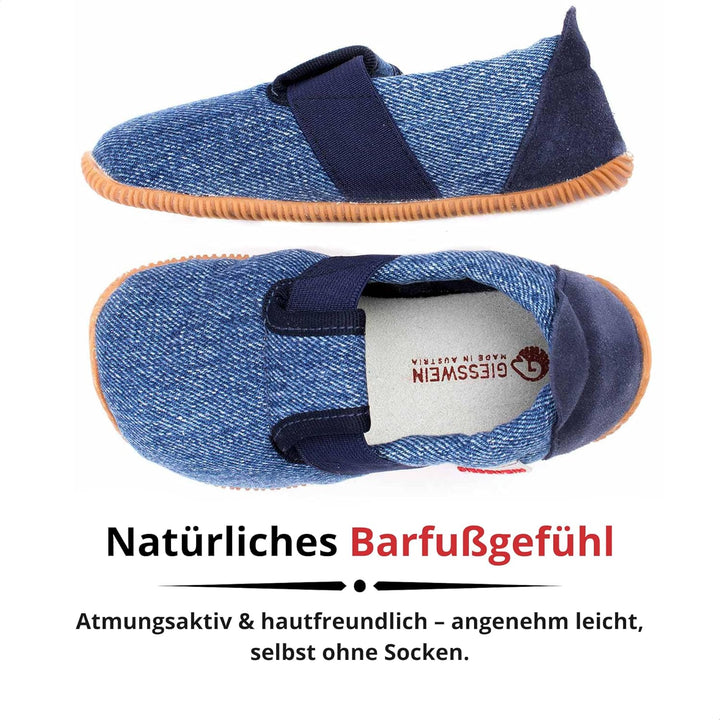 GIESSWEIN Kinder Hausschuhe Söll Slim-Fit - Baumwoll Slippers für Mädchen & Jungen, rutschfeste Kind