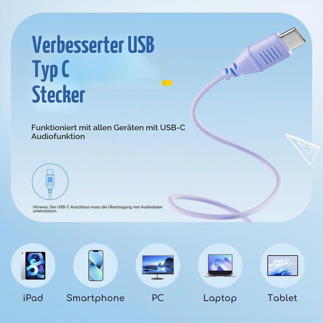 EarFun Kinder Kopfhörer, Kopfhörer Kinder USB C, 85/94dB Lautstärkenbegrenzer, HiFi Klang, faltbar,