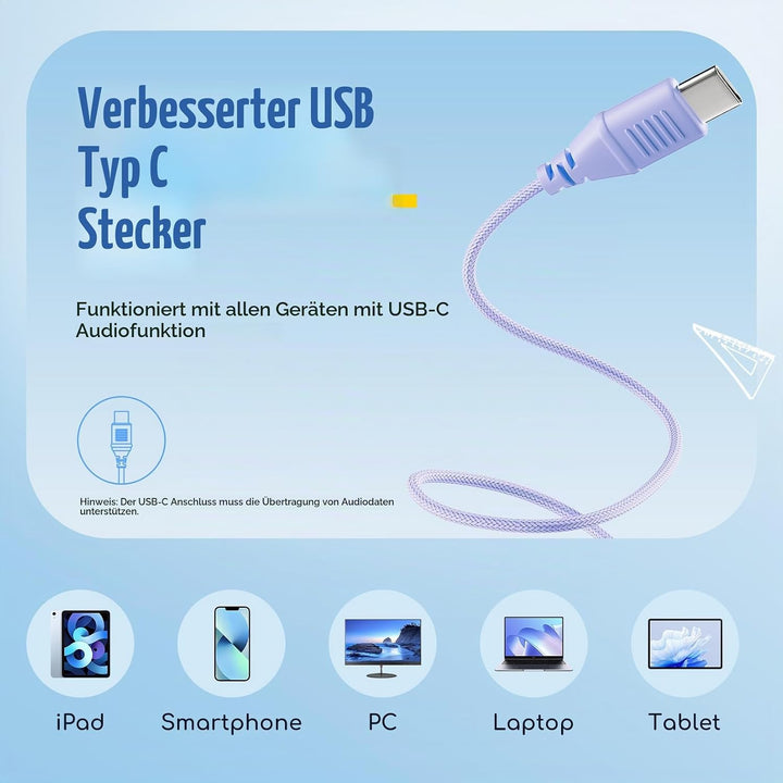 EarFun Kinder Kopfhörer, Kopfhörer Kinder USB C, 85/94dB Lautstärkenbegrenzer, HiFi Klang, faltbar,