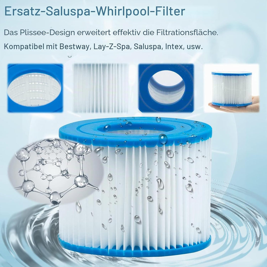 8 Stück Filterkartusche für Pool Typ VI, Filterkartuschen Pool für Bestway Pool Filter für Lay Z Spa