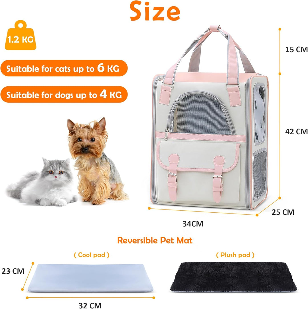 ALLSOPETS Haustier Rucksack mit Netzfenster Tragbare und Faltbare Hunderucksack für Katzen und Hunde