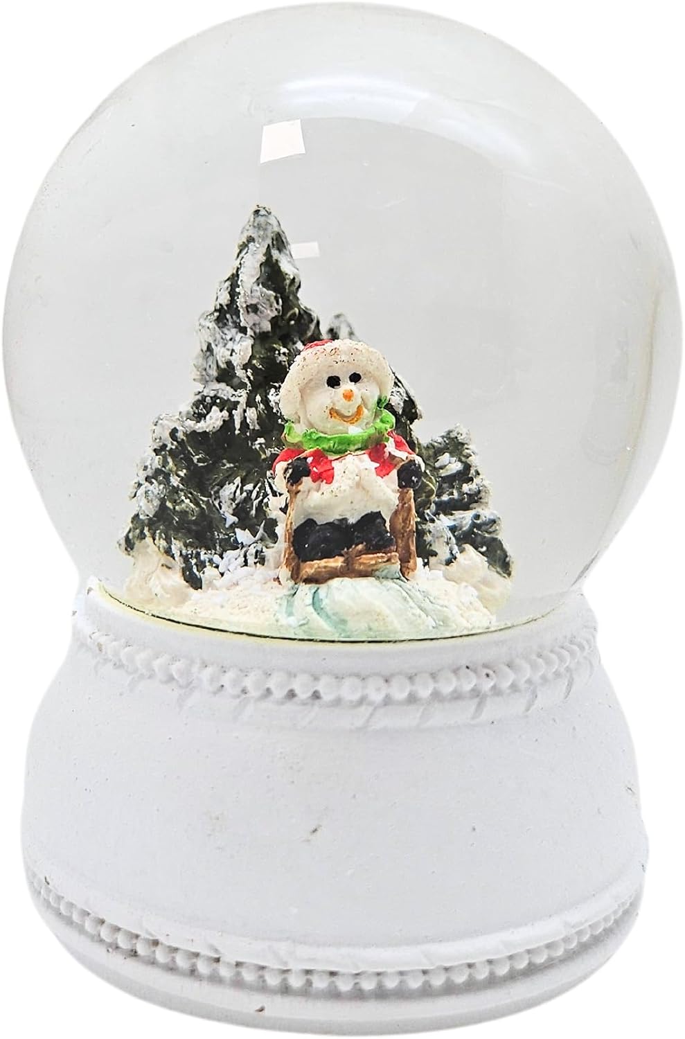 3 süsse Mini-Schneekugeln Winter und Weihnacht | Durchmesser 45mm - Sockel weiss Nostalgie | 20264ab