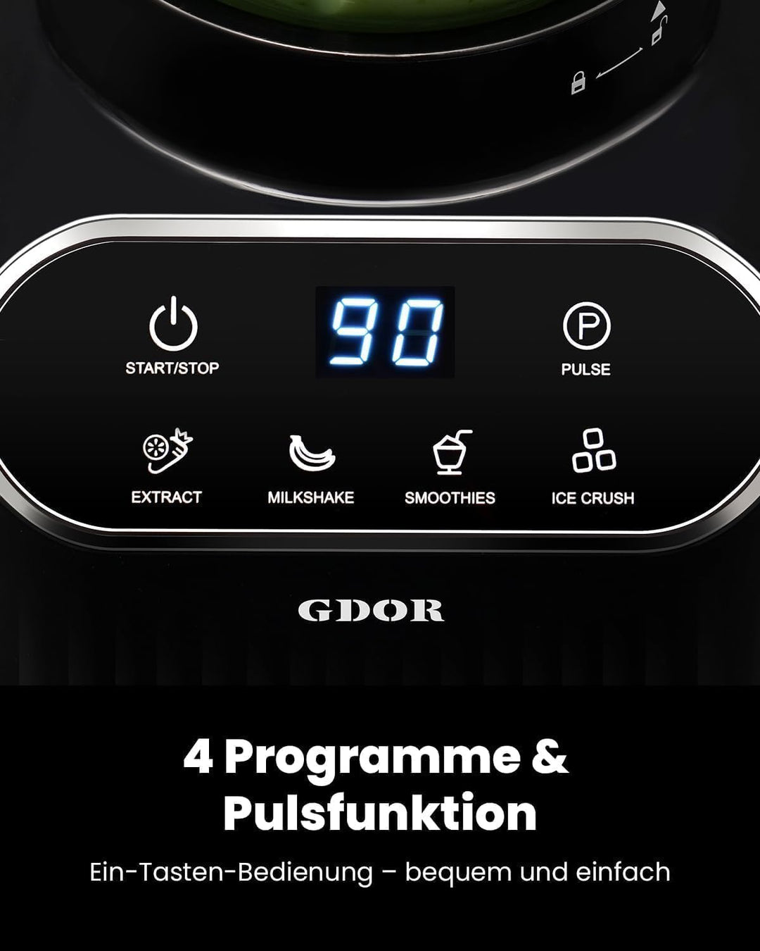 GDOR Professional Standmixer Glas 1200W Smoothie Maker 5 Programme Blender 1,5L Glasbehälter&700ml T