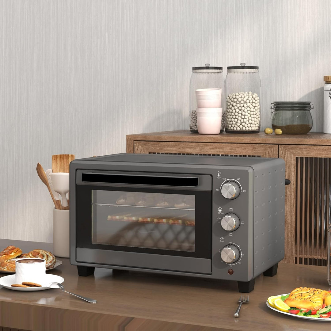 HOMCOM Minibackofen 21L 1400W 60 Min. Timer, Kleinbackofen mit 100 °C-230 °C einstellbar Temperatur