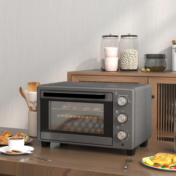 HOMCOM Minibackofen 21L 1400W 60 Min. Timer, Kleinbackofen mit 100 °C-230 °C einstellbar Temperatur