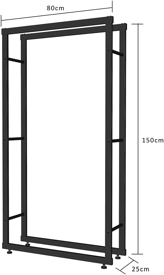 Melko robustes Kaminholzregal für Brenn- und Feuerholz, freistehender Holz-Ständer, aus Eisen, 150 x