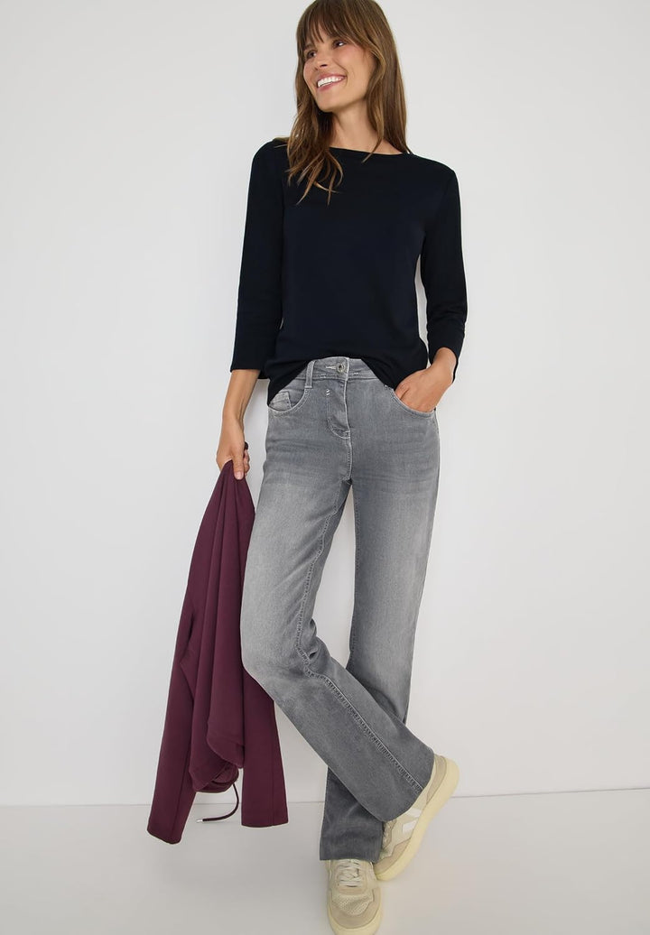 Cecil Damen Boatneck Basic Baumwollshirt U-Boot Ausschnitt L Universal Blue, L Universal Blue