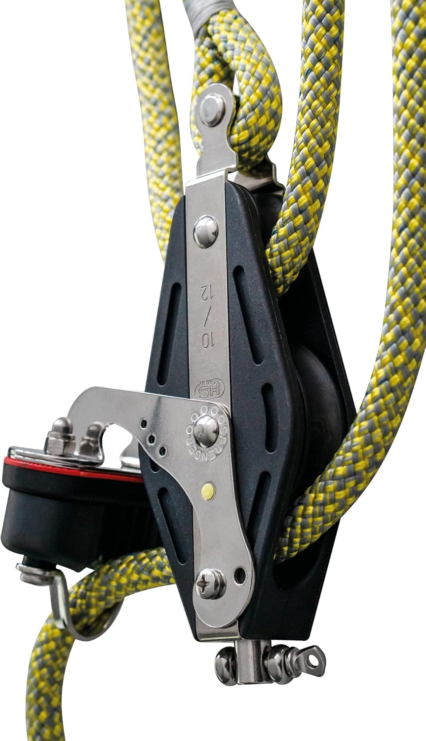Sprenger Grossschot-Talje 10 mm Seilzug I S-Block Gleitlager, Schotklemme – 15 Meter Schot I UV-best