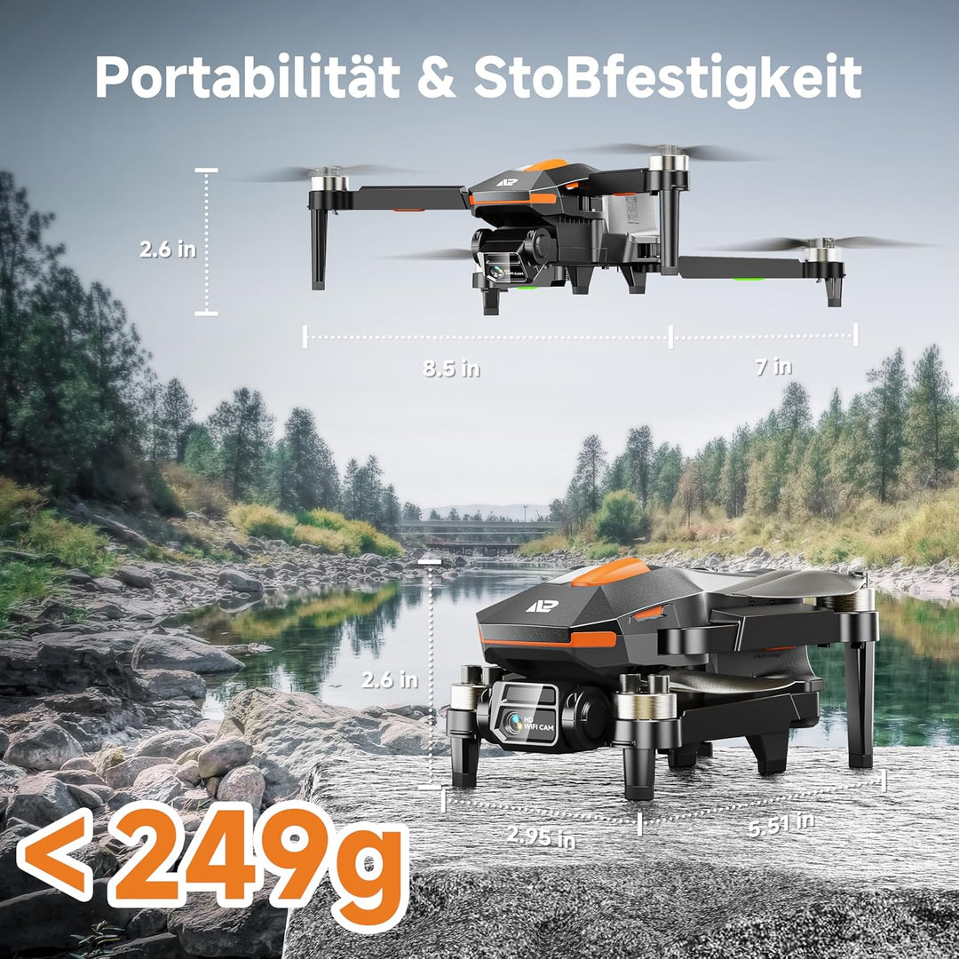 PLEGBLE Drohne mit Kamera für Kinder, Mini Drohne Erwachsene, Bürstenlosem Motor FPV RC Drone mit 5G