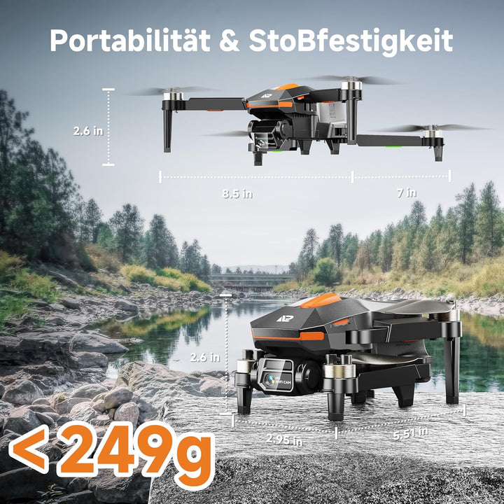 PLEGBLE Drohne mit Kamera für Kinder, Mini Drohne Erwachsene, Bürstenlosem Motor FPV RC Drone mit 5G