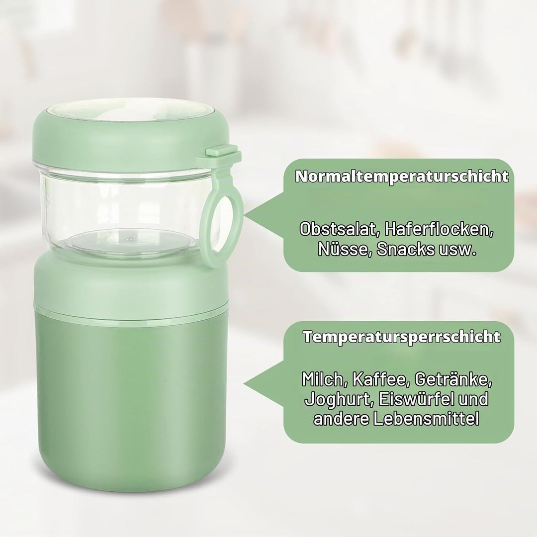 Grosser Edelstahl Müslibecher to Go, Joghurtbecher 530ml+330ml Tragbarer Auslaufsicherer Müslibecher