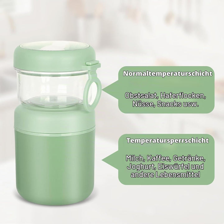 Grosser Edelstahl Müslibecher to Go, Joghurtbecher 530ml+330ml Tragbarer Auslaufsicherer Müslibecher