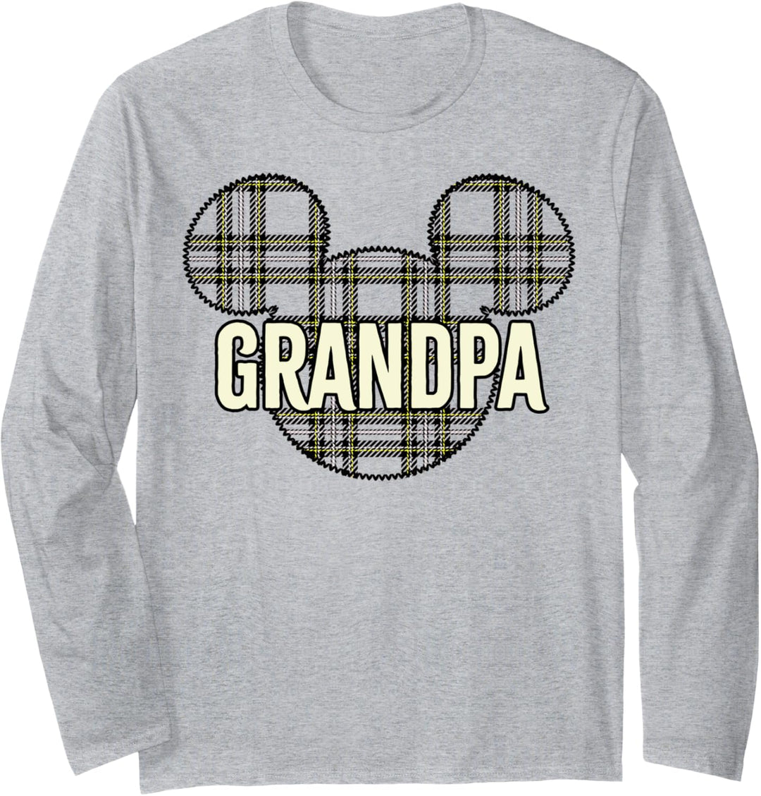 Disney Mickey And Friends Christmas Plaid Mickey Grandpa Langarmshirt