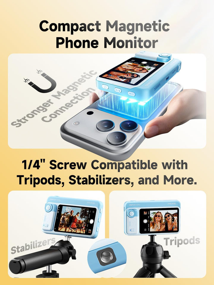 7RYMS Qshot V2 Pro Selfie Monitor, Magnetischer Smartphone Rückkamera Bildschirm für iPhone & Androi