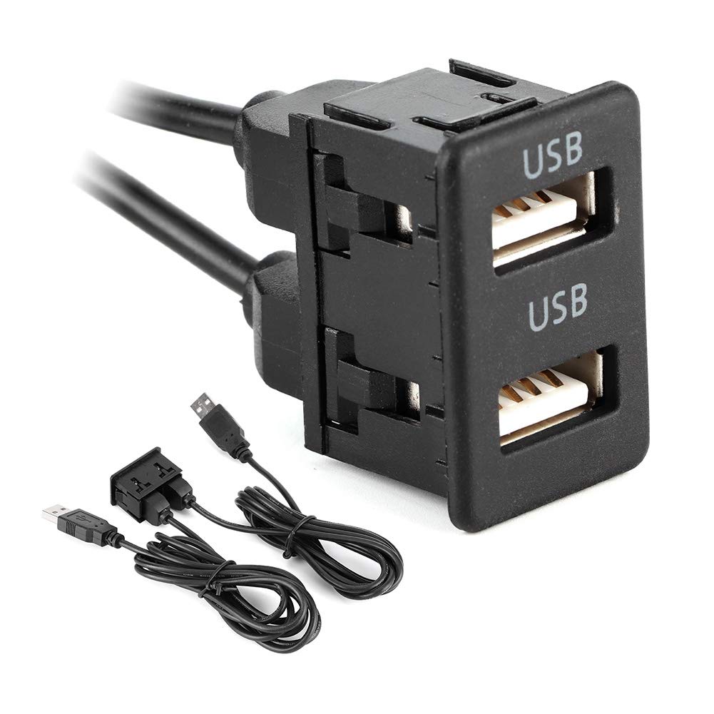 KIMISS Auto USB-Verlängerungskabel mit Dual-USB-Anschlüssen,1,5 M Dual-USB-Armaturenbrett-Kabeladapt