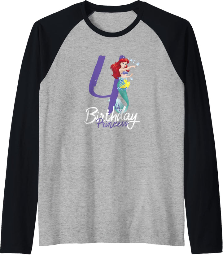 Disney Little Mermaid Ariel 4th Birthday Princess Raglan